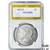 1921-D Morgan Silver Dollar PGA MS65