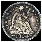 1854 Arrows Silver Seated Liberty Half Dime  LIGH