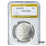 1878 8TF Morgan Silver Dollar PGA MS64