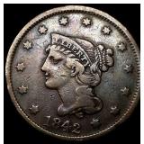 1842 Braided Hair Large Cent NEARLY UNCIRCULATED