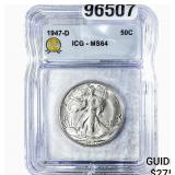 1947-D Walking Liberty Half Dollar ICG MS64
