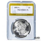 1881-S Morgan Silver Dollar PGA MS64+ PL