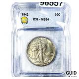 1942 Walking Liberty Half Dollar ICG MS64
