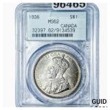 1936 Canada Silver Dollar PCGS MS62