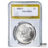 1888-O Morgan Silver Dollar PGA MS64