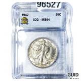 1942 Walking Liberty Half Dollar ICG MS64