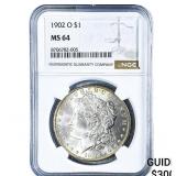 1902-O Morgan Silver Dollar NGC MS64