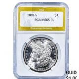 1881-S Morgan Silver Dollar PGA MS65 PL