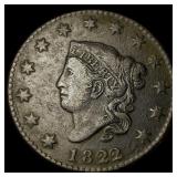 1822 Coronet Head Large Cent CLOSELY  UNCIRCULATE