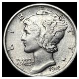 1918 Silver Mercury Dime CHOICE AU