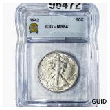 1942 Walking Liberty Half Dollar ICG MS64