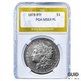 1878 8TF Morgan Silver Dollar PGA MS63 PL
