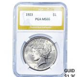 1923 Silver Peace Dollar PGA MS66