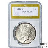 1926-S Silver Peace Dollar PGA MS64