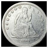 1861 Silver Seated Liberty Quarter CLOSELY  UNCIR
