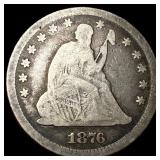 1876 Silver Seated Liberty Quarter LIGHTLY  CIRCU