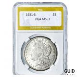 1921-S Morgan Silver Dollar PGA MS63