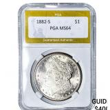 1882-S Morgan Silver Dollar PGA MS64