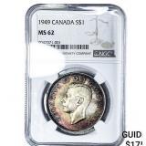 1949 Canada Silver Dollar NGC MS62