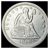 1856 Silver Seated Liberty Quarter CLOSELY  UNCIR