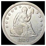 1857 Silver Seated Liberty Quarter  UNCIRCULATED