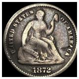 1872 Seated Liberty Half Dime LIGHTLY  CIRCULATED