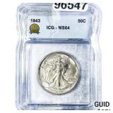 1943 Walking Liberty Half Dollar ICG MS64