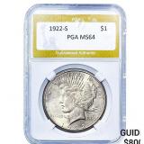 1922-S Silver Peace Dollar PGA MS64