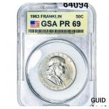 1963 Franklin Half Dollar GSA PR69