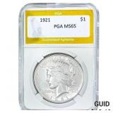 1921 Silver Peace Dollar PGA MS65