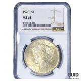 1923 Silver Peace Dollar NGC MS63