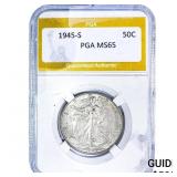 1945-S Walking Liberty Half Dollar PGA MS65