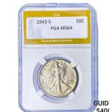 1943-S Walking Liberty Half Dollar PGA MS64