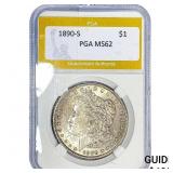 1890-S Morgan Silver Dollar PGA MS62