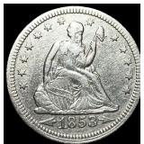 1853 Arrows Seated Liberty Quarter NEARLY UNCIRCUL