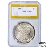 1881-S Morgan Silver Dollar PGA MS64