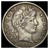 1897 Barber Silver Quarter NEARLY UNCIRCULATED