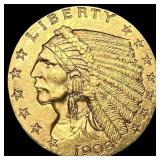 1908 Indian Head $2.5 Gold Quarter Eagle UNCIRCULA