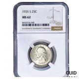 1935-S Washington Silver Quarter NGC MS62