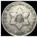 1853 Silver Three-Cent Piece LIGHTLY CIRCULATED