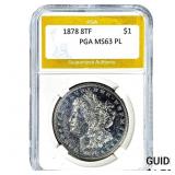 1878 8TF Morgan Silver Dollar PGA MS63 PL