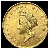 1854 Gold $1 Indian Princess Head Type 2 NEARLY UN