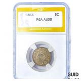 1866 Shield Nickel PGA AU58