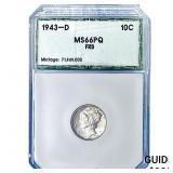 1943-D Mercury Silver Dime PGA MS66 PQ