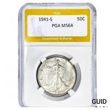 1941-S Walking Liberty Half Dollar PGA MS64