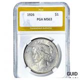 1926 Silver Peace Dollar PGA MS63