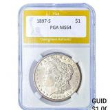 1897-S Morgan Silver Dollar PGA MS64