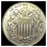 1872 Shield Nickel CHOICE AU