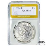 1934-D Silver Peace Dollar PGA MS63
