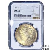 1923 Silver Peace Dollar NGC MS64